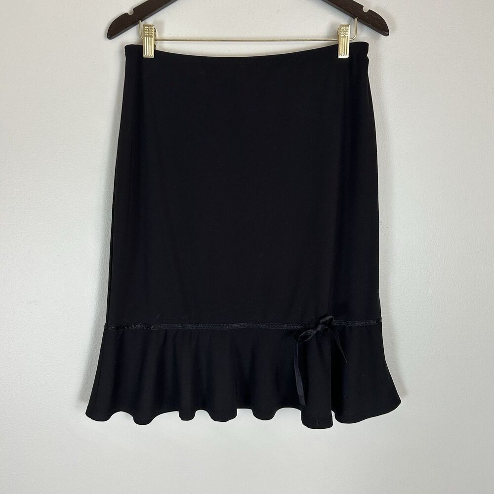 Cato M Black Mini Skirt Bow Ruffle Hem Coquette Whimsigoth Fairy Dark Witchy